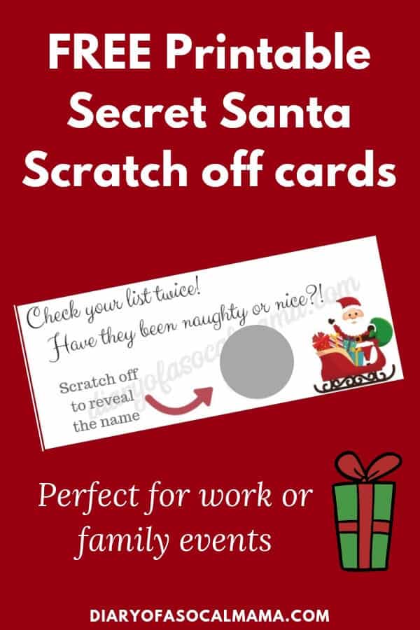 Secret Santa Scratch Cards {Free Printable} Diary of a So Cal mama