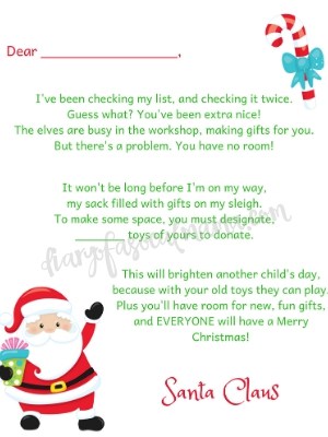 toy donation letter from santa