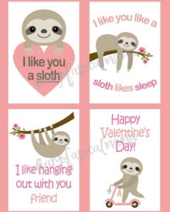 Cute Sloth Valentines {Free Printable Cards} - Diary of a So Cal mama