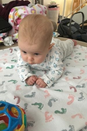 baby doing tummy time