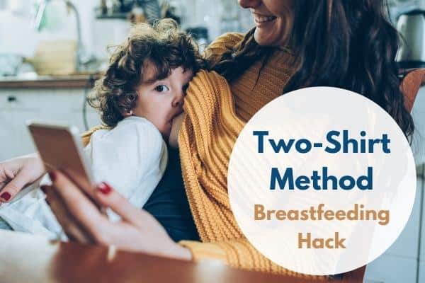 woman breastfeeding child with post title over top of image